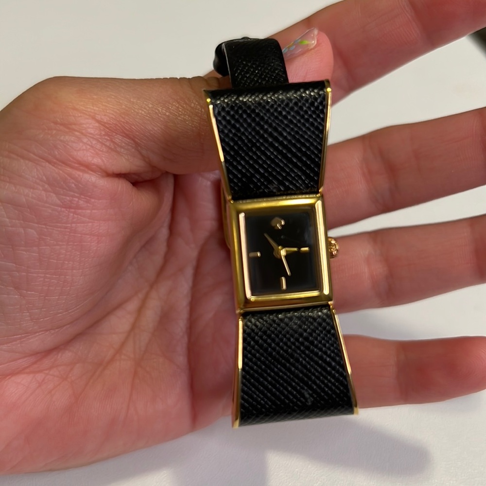 Kate Spade Black Leather Bow Watch